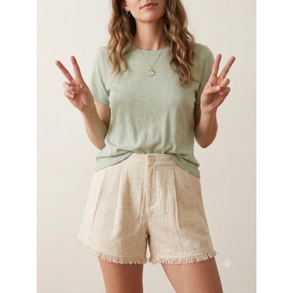 Paper Crane Ivory Confetti Multi Pleated Frayed Hem Boho Chic Resort Wear NWT